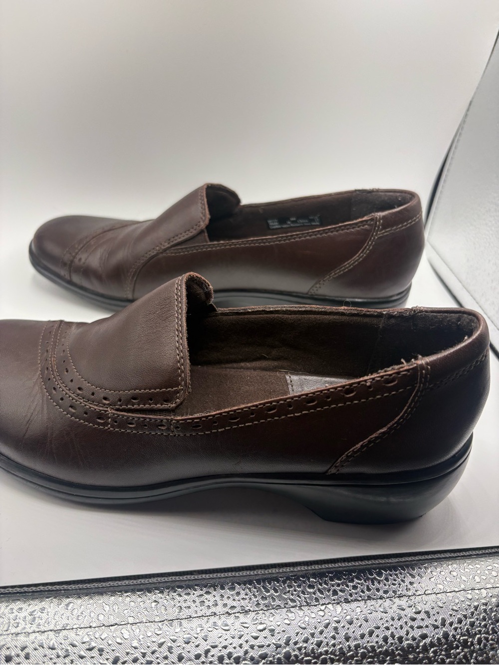 Clarks Women's Dark Brown Leather Slip-On Loafers - Picture 5 of 9
